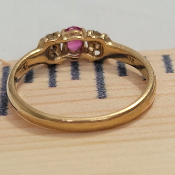 Ruby Diamond 14k Yellow Gold Ring Womens - Picture 11 of 11